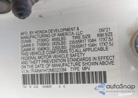 2021 Honda Cr-V 2Wd Special Edition from USA, damaged, VIN 7FARW1H72ME023384